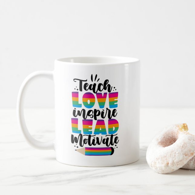 Caneca De Café Ensinar Amor Inspirar Motivação de Chumbo (Com Donut)