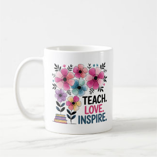 Caneca De Café Ensinar Amor Inspire Mug | Taça Floral de Café