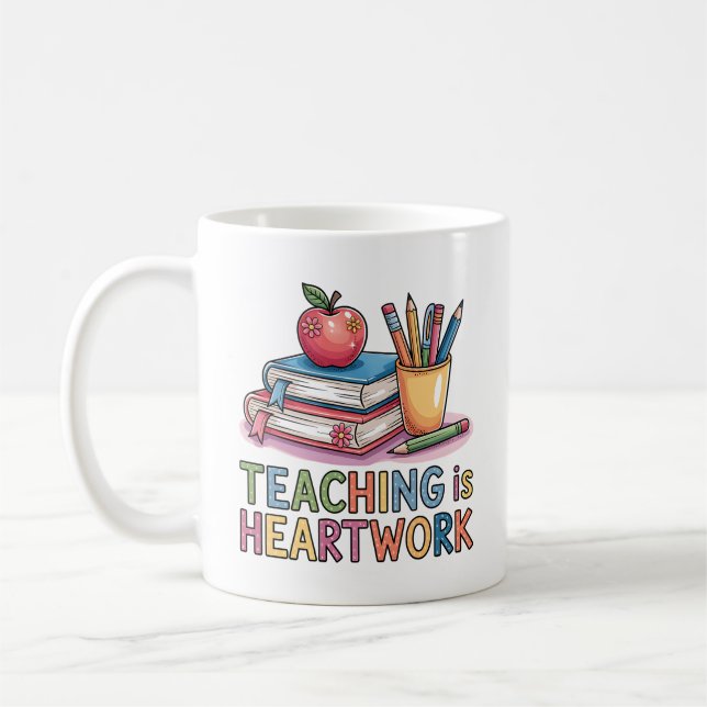 Caneca De Café Ensino É Coração Mug | Professora Dotada Ideia (Esquerda)