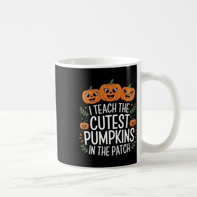 Caneca De Café Ensino Os Pumpkins Mais Bonitos No Patch Autumn Fa (Direita)