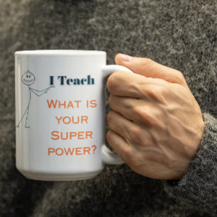 Caneca De Café Ensino Personalizável é meu superpoder qual é o se
