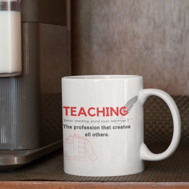 Caneca De Café Ensino profissional em vermelho que cria todos os  (Criador carregado)