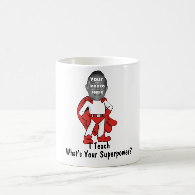 Caneca De Café Ensino, qual é o seu superpoder?  -Vermelho (Centro)