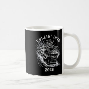 Caneca De Café Entrando em 2026 Cowboy Guaxinim Engraçado Feliz A