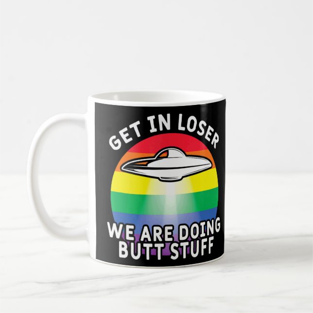 Caneca De Café Entrar Perdedor Fazendo Coisas Do Bumbum Arco-Íris (Esquerda)