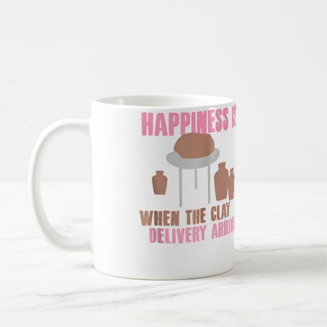 Caneca De Café Entrega de Argila Felicidade Design de Cerâmica (Esquerda)