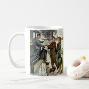 Caneca De Café Entrega de Natal do carteiro vitoriano antigo
