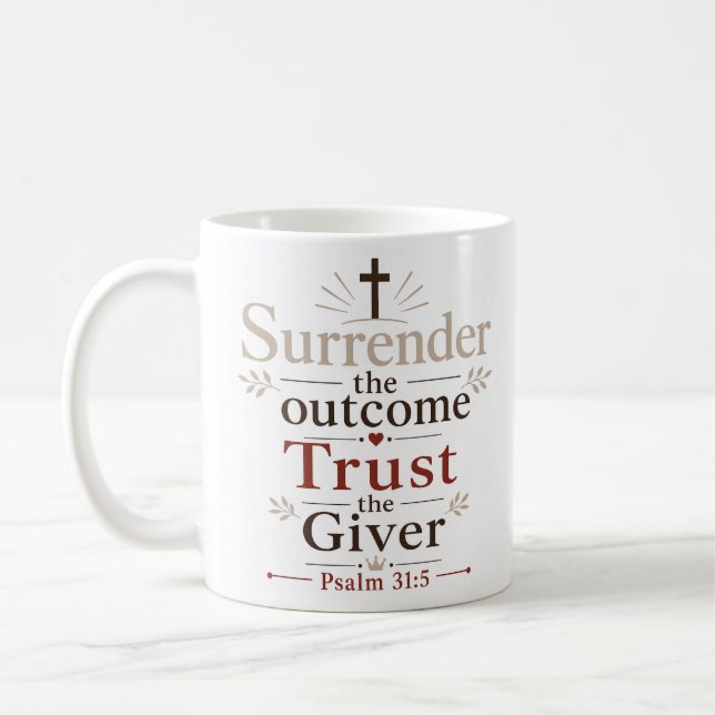 Caneca De Café Entregue o Resultado Confie no Doador Bíblico (Esquerda)