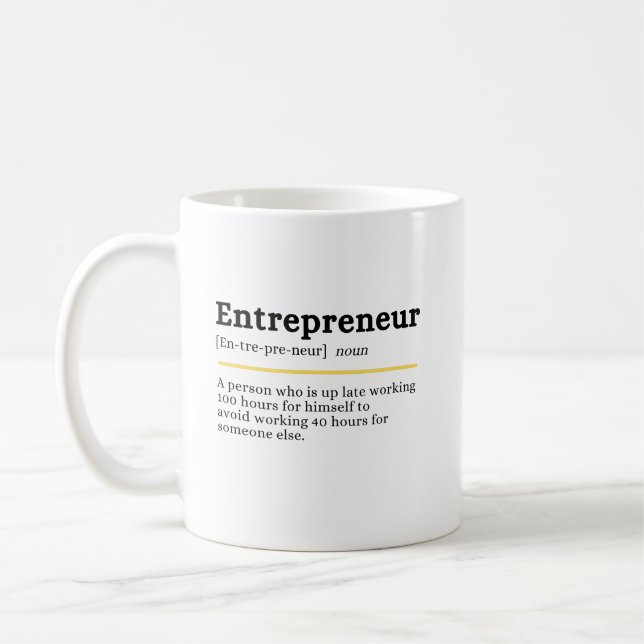 Caneca De Café Entrepreneur Noun Definition Motivational Business (Esquerda)