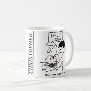 Caneca De Café Entusiasta de espadas pergunta a um help desk