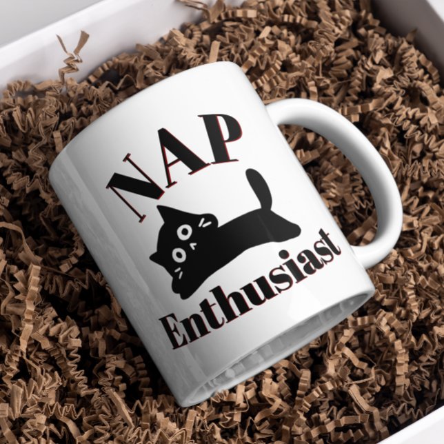 Caneca De Café Entusiasta de Nap de Gato Bonito (Criador carregado)