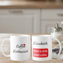 Entusiasta do café nome personalizado branco e ver