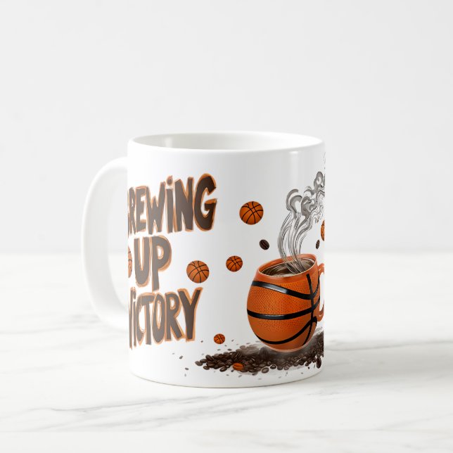 Caneca De Café Entusiastas de Basquete Forjando a Vitória (Frente Esquerda)