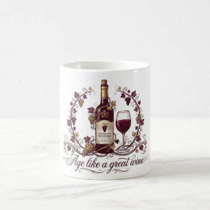 Caneca De Café Envelhecer Como um Grande Vinho Ilustração Vintage