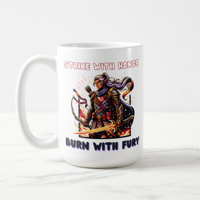 Caneca De Café Epic Elven Warrior com Espada Flamejante (Esquerda)