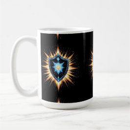 Caneca De Café Epic Fantasy Shield with Radiant Energy Burst – Ma
