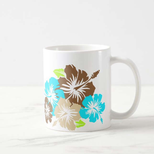 Caneca De Café "Epic Hibiscus" em Brown/Turq Mug (Direita)