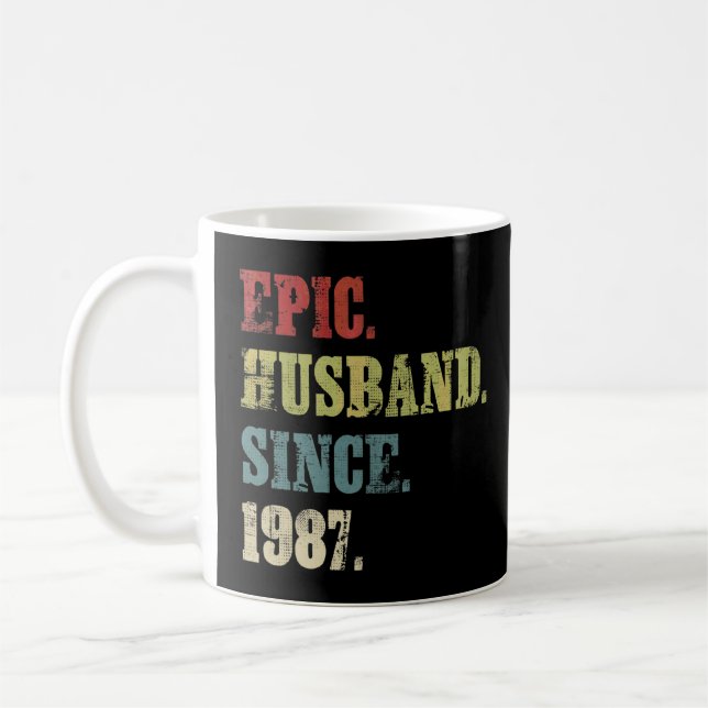 Caneca De Café Epic Husband desde 1987 35º aniversário de casamen (Esquerda)
