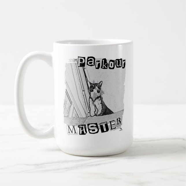 Caneca De Café Epic Parkour Master Funny Punk Kitty Design (Esquerda)