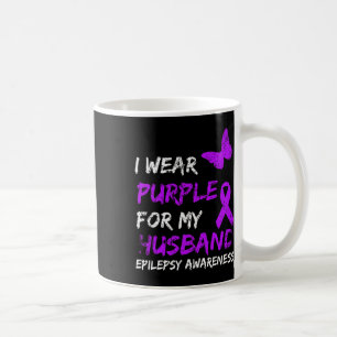 Caneca De Café Epilepsia Eu Uso Lilás Pelo Meu Marido Fita