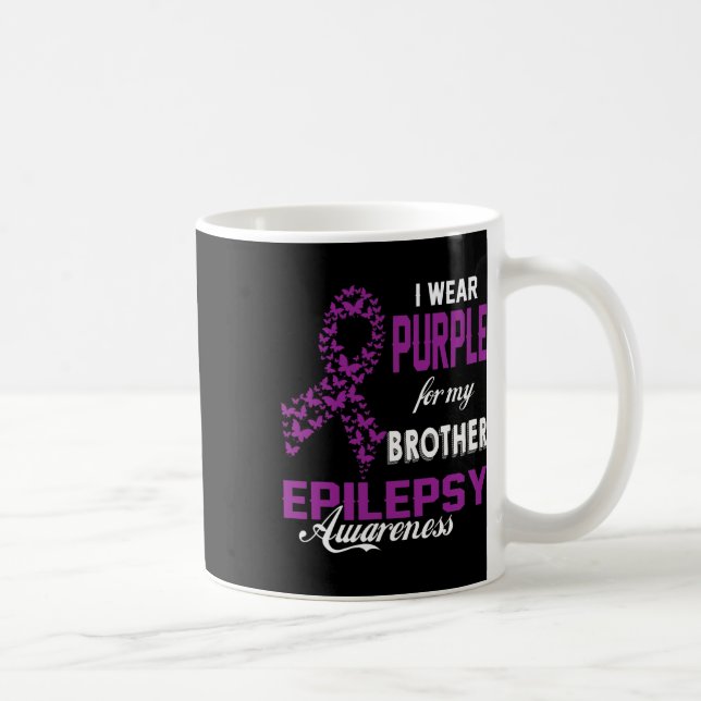Caneca De Café Epilepsy Awareness I Wear Purple For My Brother Fa (Direita)