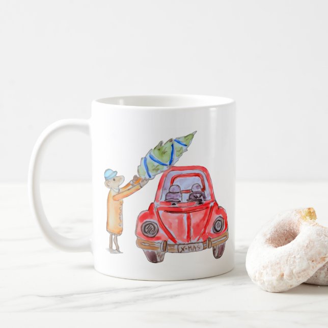 Caneca De Café Época da Árvore de Natal! (Com Donut)