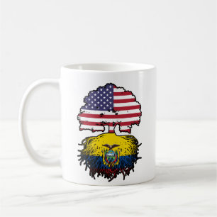 Caneca De Café Equador Bandeira das Raízes da Árvore Americana Eq