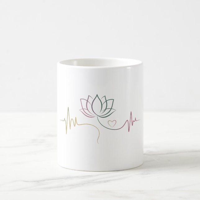 Caneca De Café Equilíbrio de vida: Lotus & Heartbeat (Centro)