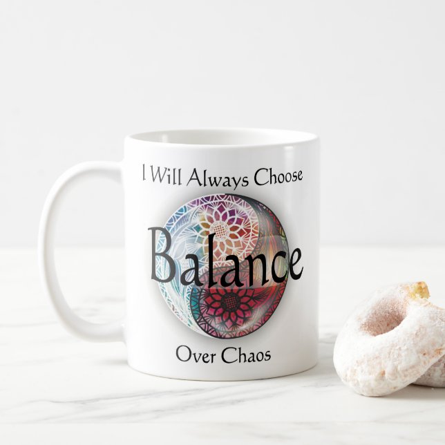 Caneca De Café Equilíbrio Sobre o Caos Mug Yin Yang (Com Donut)