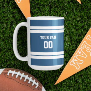 Caneca De Café Equipa de futebol dos azuis marinhos & do branco