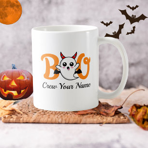 Caneca De Café Equipe Boo Laranja Família Halloween Personalizada