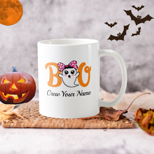 Caneca De Café Equipe Boo Laranja Família Halloween Personalizada