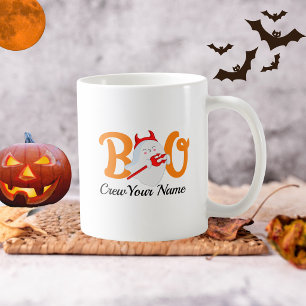 Caneca De Café Equipe Boo Laranja Halloween Família Personalizada