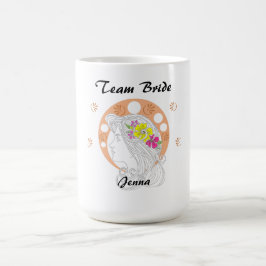 Caneca De Café Equipe da Noiva | Desenho à Mão Personalizável