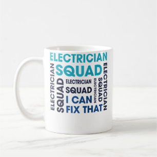 Caneca De Café Equipe de Eletricista Tensão Eletro Trabalhador Be