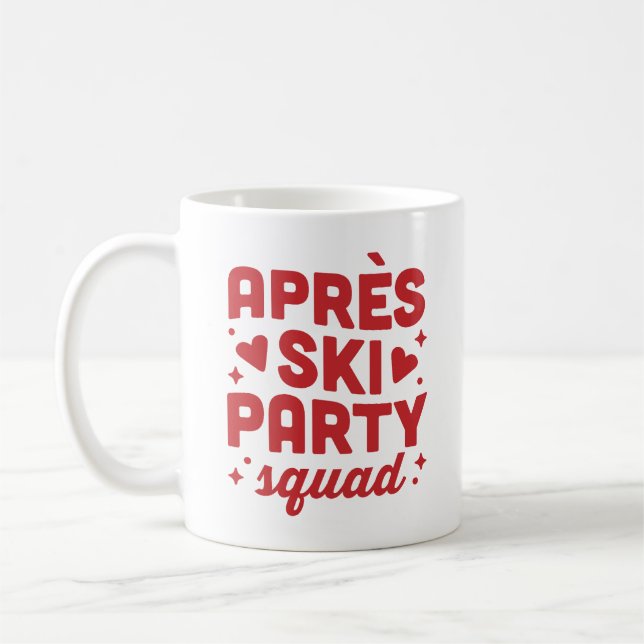 Caneca De Café Equipe de festa após esqui férias estética vermelh (Esquerda)