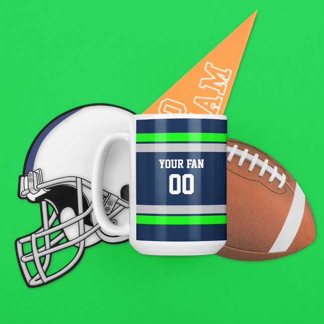 Caneca De Café Equipe de futebol marinho, Verde e Cinza personali (Criador carregado)