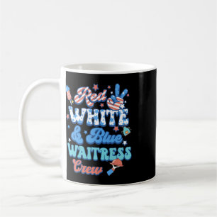 Caneca De Café Equipe de garçonete vermelha branca e azul Groovy