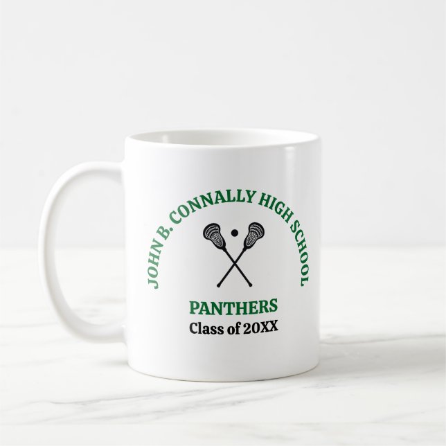 Caneca De Café Equipe de Lacrosse Personalizada da Green High Sch (Esquerda)