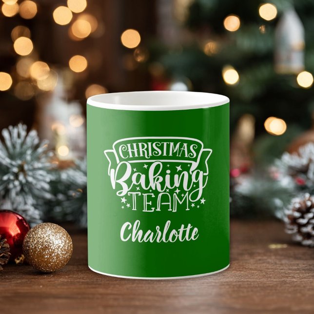 Caneca De Café Equipe de panificação de Natal! (Custom "Christmas Baking Team!" Mug with your Name.)