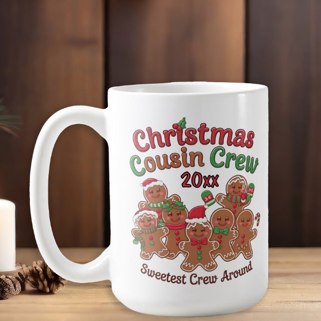 Caneca De Café Equipe de Primos de Natal Biscoito de Gengibre Ano (Gingerbread men Crhistmas cousin crew custom mug)