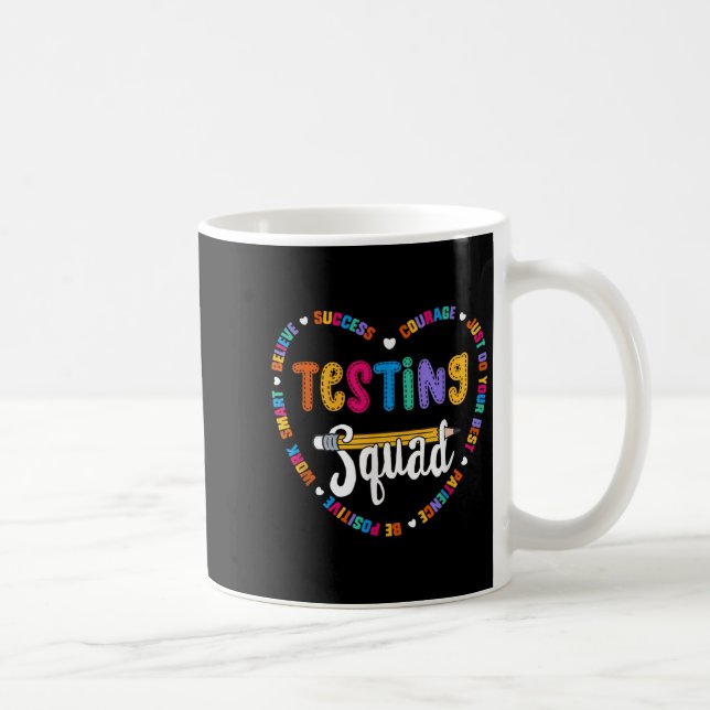 Caneca De Café Equipe de Teste Dia de Teste Motivacional Palavras (Direita)