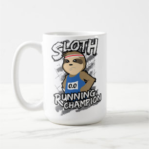 Caneca De Café Equipe Engraçada de Preguiça Correndo Campeão Não