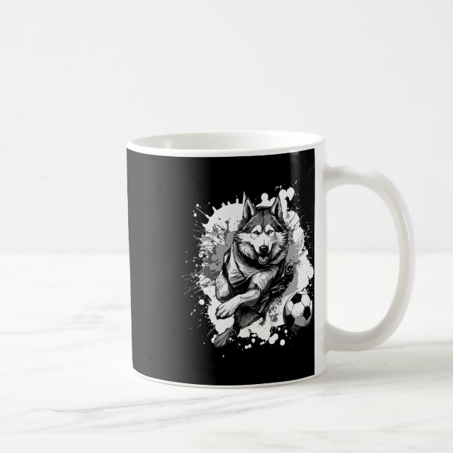 Caneca De Café Equipe Esportiva de Futebol Husky Jogando  (Direita)