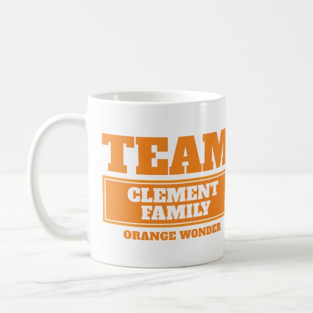 Caneca De Café Equipe laranja personalizar equipe e nome (Esquerda)