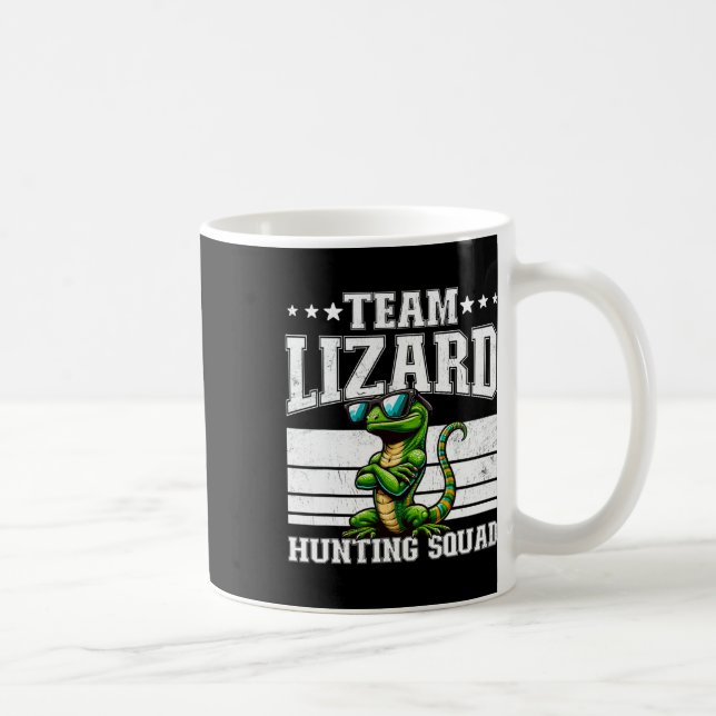Caneca De Café Equipe Lizard Caçando Esquadrão Funny Retro Gecko  (Direita)