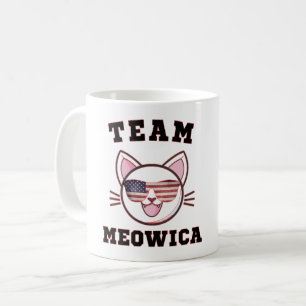 CANECA DE CAFÉ EQUIPE MEOWICA - AMANTE DE GATO ENGRAÇADO AMERICA