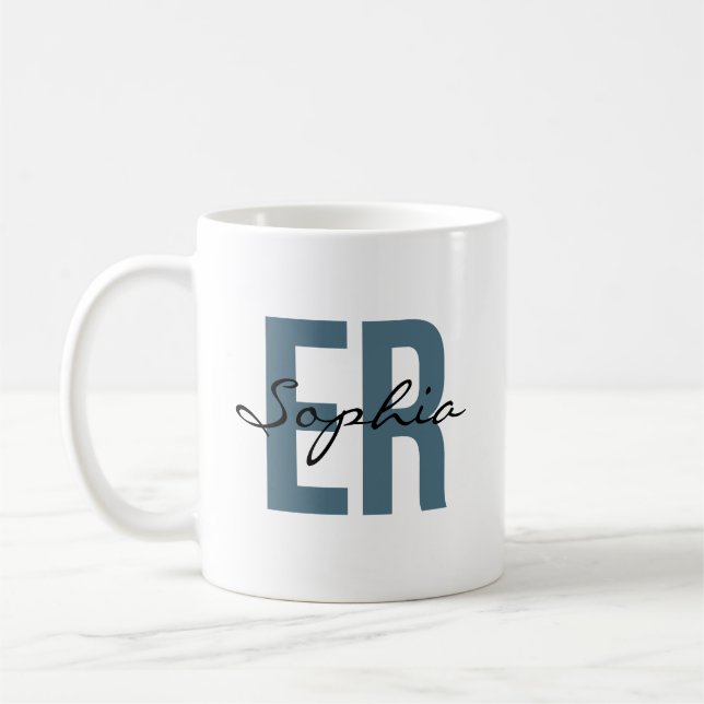 Caneca De Café ER Nurse Personalized Name Bold Typography (Esquerda)