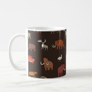 Caneca De Café Era Mamute: Padrão Temático Pré-Histórico.