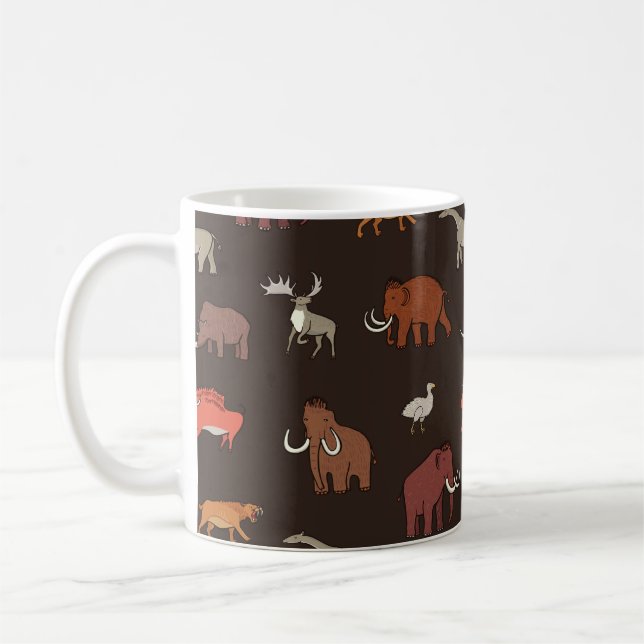 Caneca De Café Era Mamute: Padrão Temático Pré-Histórico. (Esquerda)